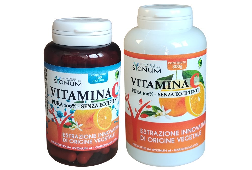 Vitamina C, polvere e capsule, pura 100%. Origine vegetale. Sygnumlab